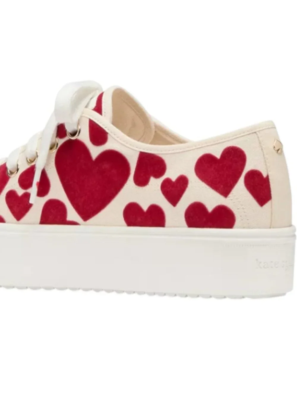 NWOT Kate Spade Women's Serve Round Toe Sneakers with Red Hearts Size 7B